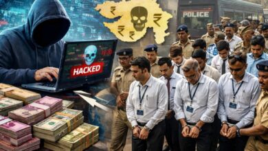 राजकोट साइबर फ्रॉड इमेज, साइबर क्राइम फोटो, बैंक फ्रॉड ग्राफिक्स, हवाला नेटवर्क इमेज,Cyber Fraud Illustration, Bank Scam Image, Hawala Transfer Visual, Digital Crime Graphic,गुजरात साइबर फ्रॉड राजकोट, राजकोट बैंक फ्रॉड केस, गुजरात साइबर क्राइम न्यूज, Rajkot cyber fraud case, Gujarat bank scam news, cyber crime India latest news, hawala racket Gujarat, private bank fraud India, Vijay Gurjar Rajkot police, cyber fraud investigation Gujarat,#GujaratCyberFraud #RajkotNews #CyberCrimeIndia #BankFraud #HawalaNetwork #BreakingNews #DigitalFraud #IndiaNews #CrimeNews #TrendingNews