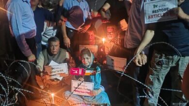 Mehbooba Mufti Candle March, PDP Office Srinagar, Srinagar Protest, Article 370 Protest, Kashmir Political Protest, Iltija Mufti, Jammu Kashmir News Image, Srinagar District, Political Demonstration India,