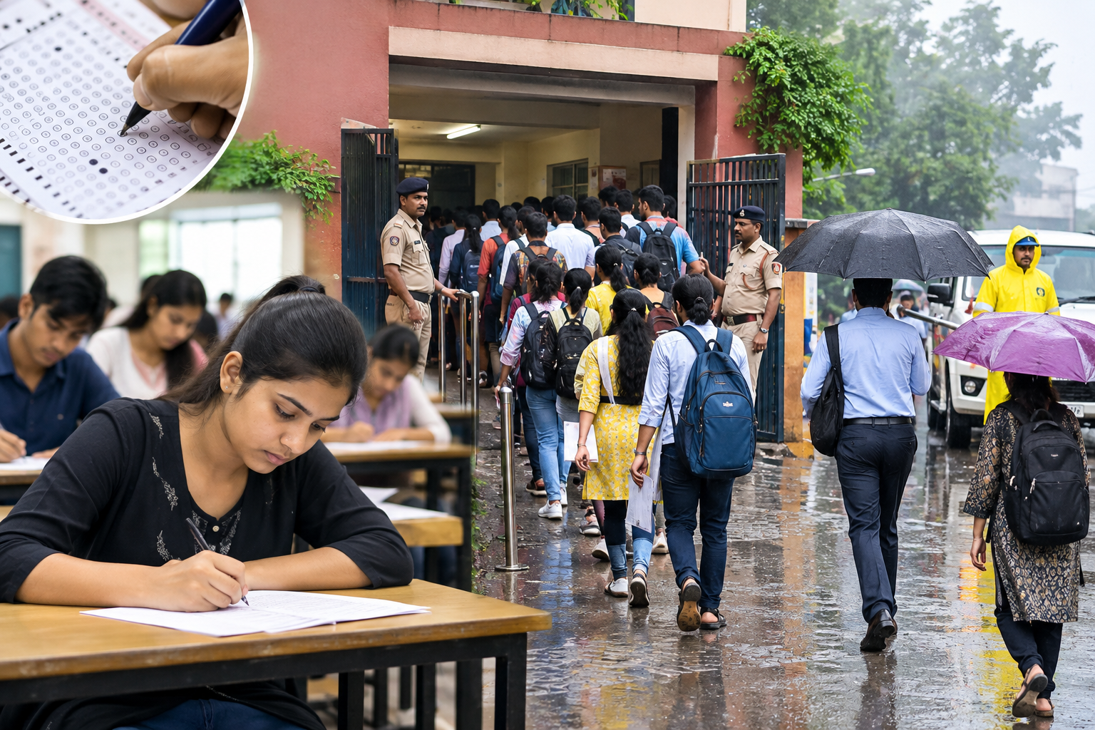 यूपी पीईटी परीक्षा 2026, PET Exam Centre Uttar Pradesh, UPSSSC PET Candidates, UP PET Exam Security Arrangements, यूपी में परीक्षा केंद्रों पर अभ्यर्थियों की भीड़,